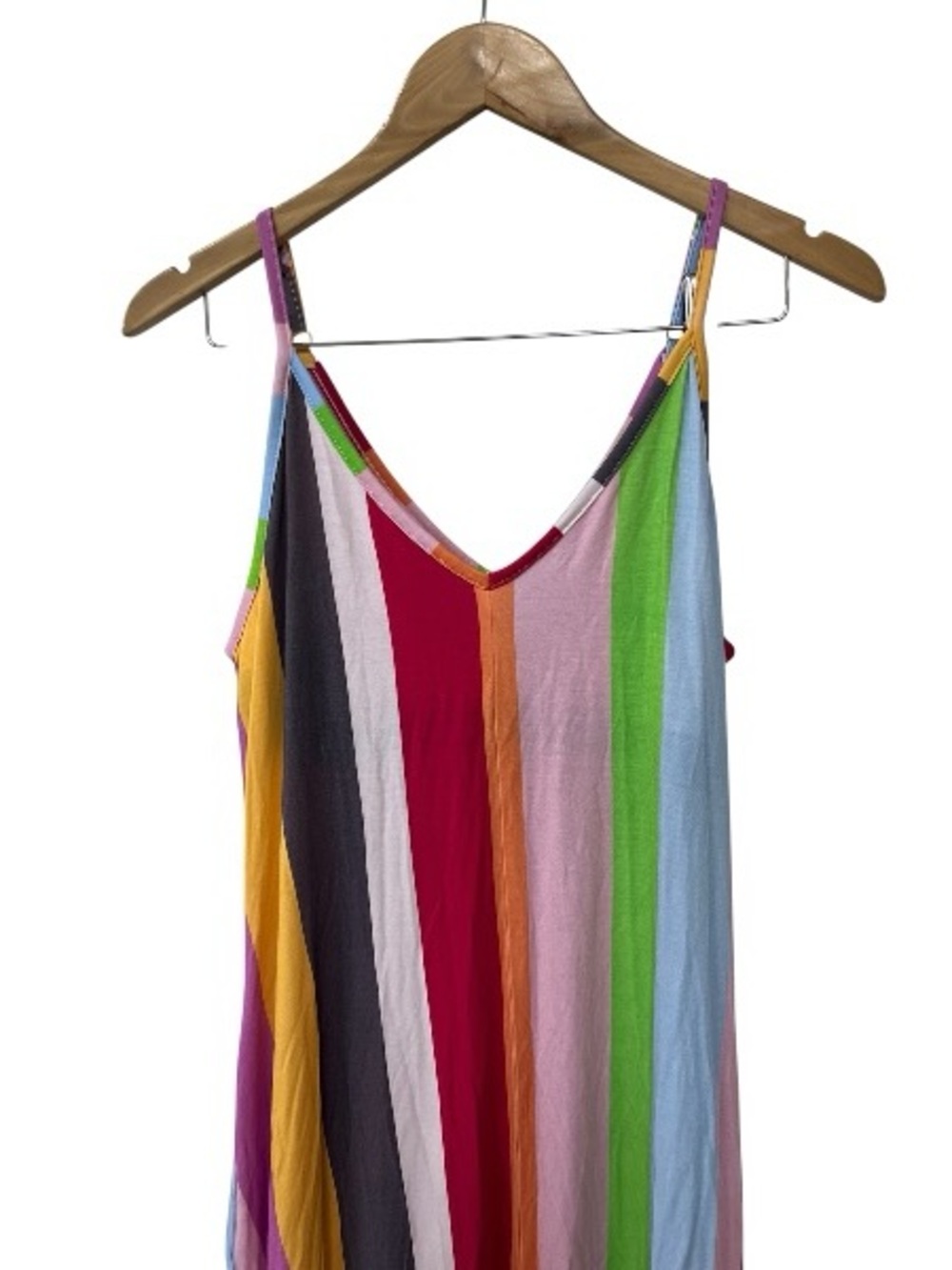 Skivys Femme Rainbow Stripe Sleeveless Maxi Dress with Pockets Size Large - Picture 2 of 5
